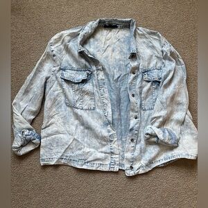 Jane and Delancey Light Wash Denim Button-Down Shirt